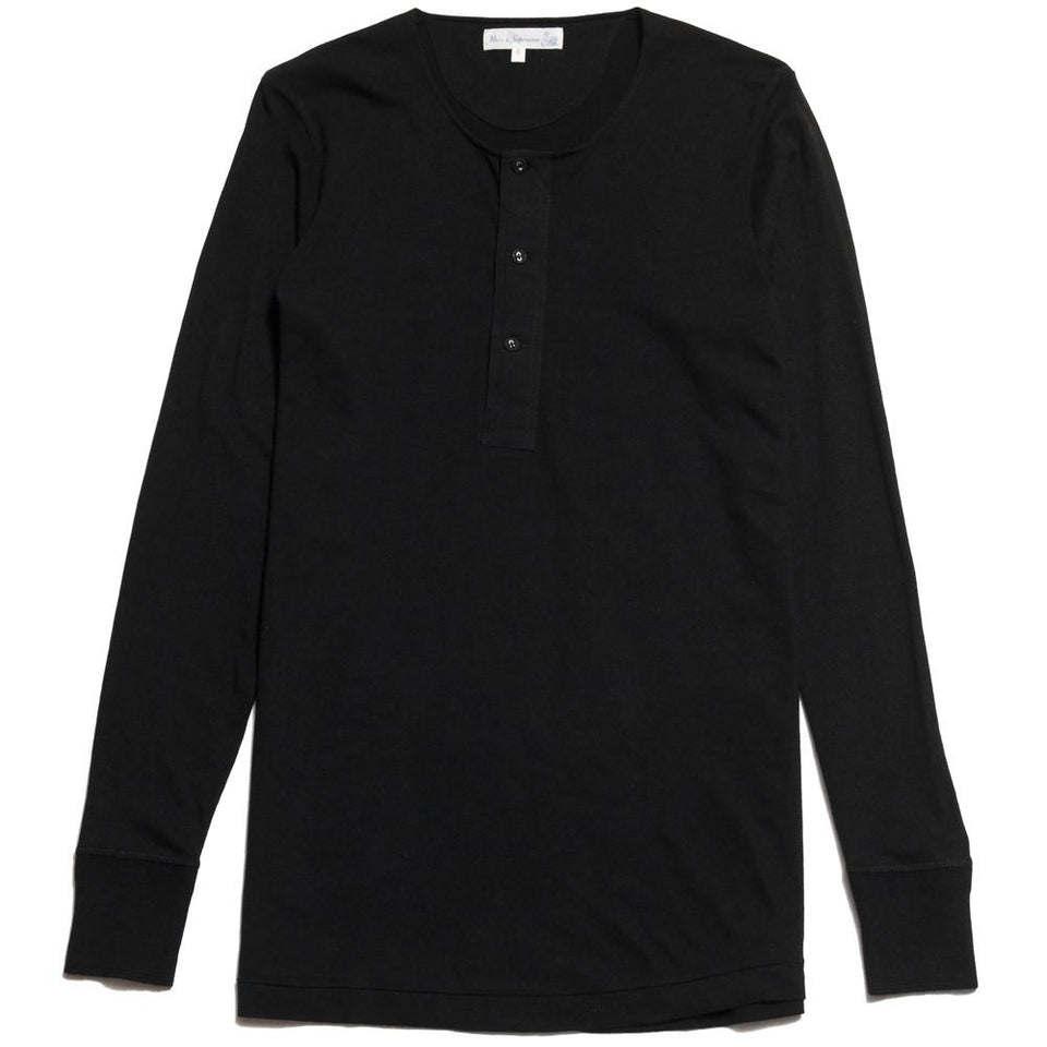 Merz B. Schwanen 102 Button Border Shirt Long Sleeve Deep Black