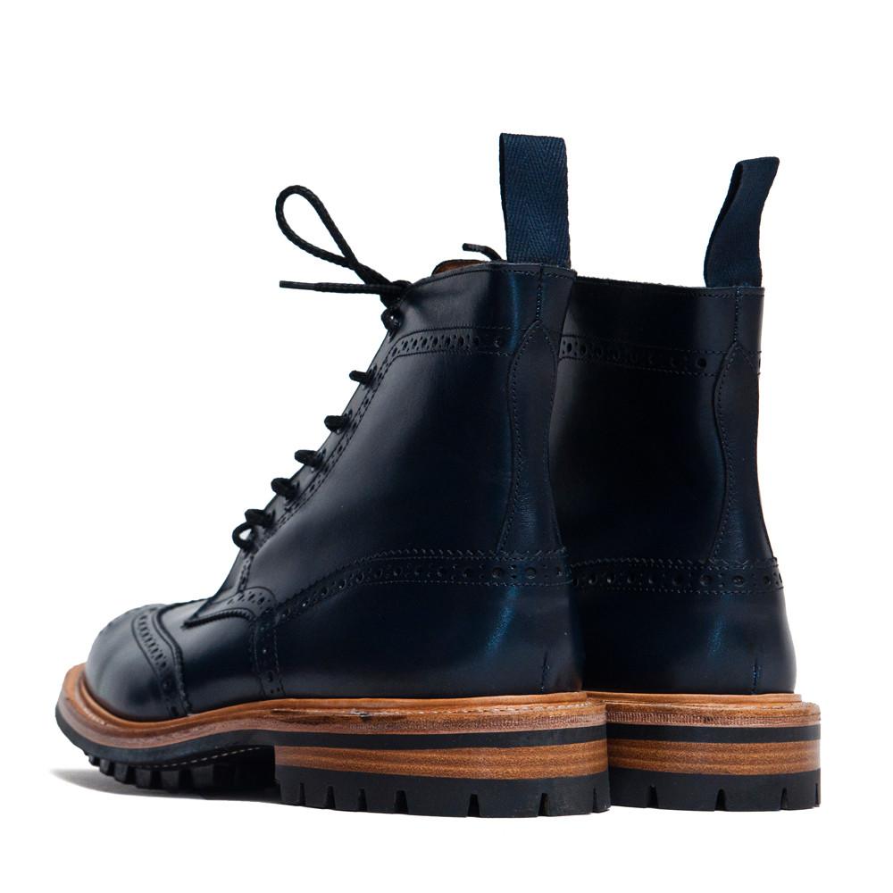 Tricker's * lost & found Navy Aniline Leather Commando Sole Stow Boot at shoplostfound in Toronto, back