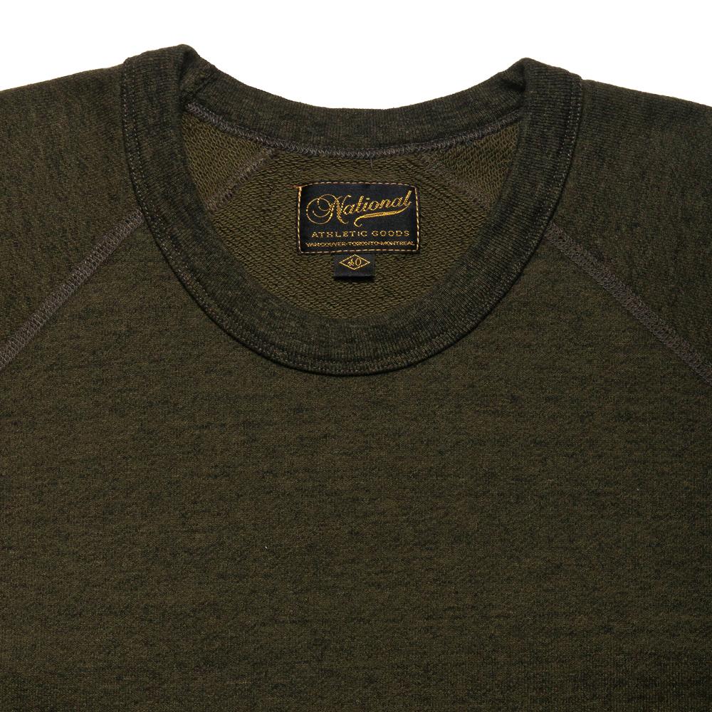 National Athletic Goods Raglan Warm Up Mock Twist Jersey Olive at shoplostfound, neck