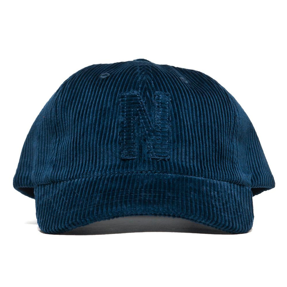 Norse Projects 6 Panel Corduroy Cap Petrol Blue at shoplostfound, front