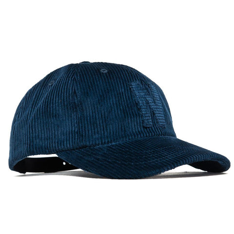 Norse Projects 6 Panel Corduroy Cap Petrol Blue at shoplostfound, front