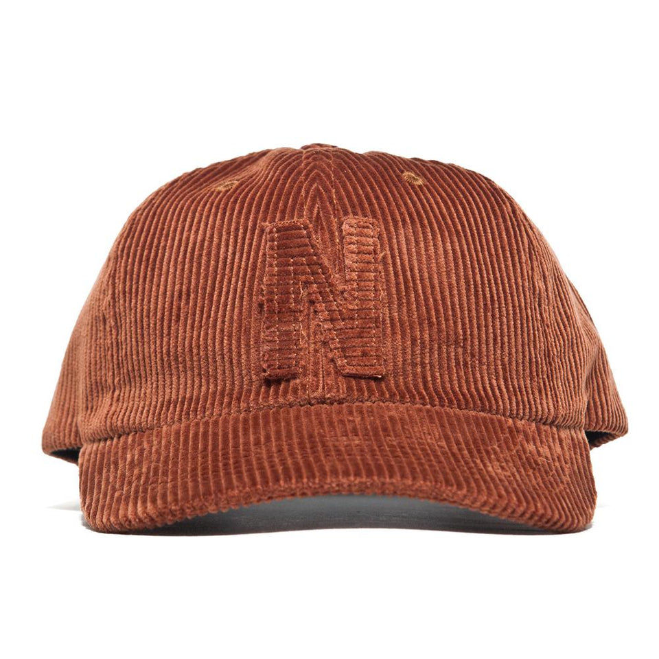 Norse Projects 6 Panel Corduroy Cap Zircon Brown at shoplostfound, front
