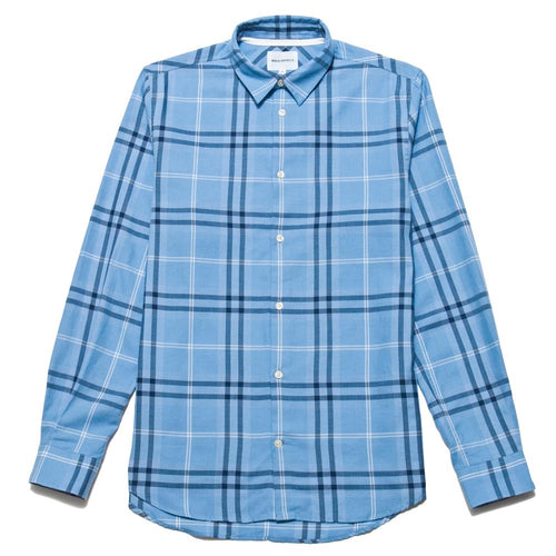 Norse Projects Hans Classic Check Luminous Blue at shoplostfound, front