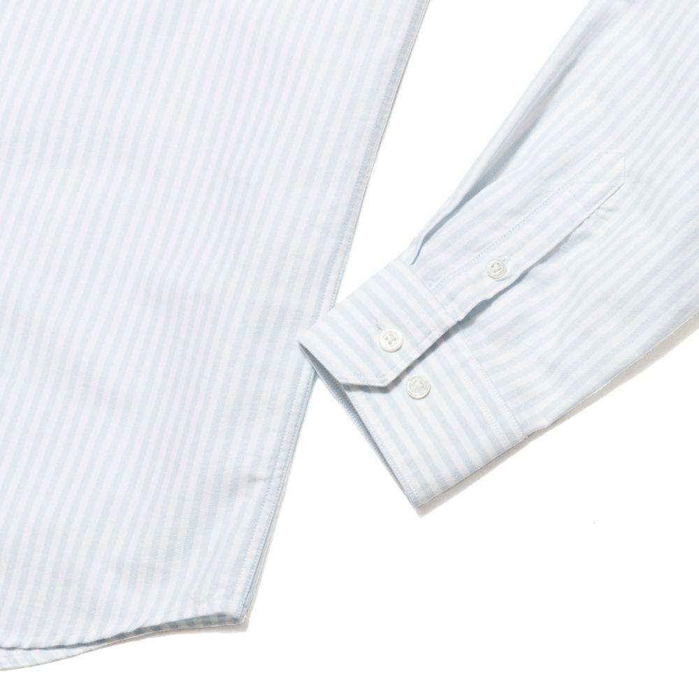 Norse Projects Hans Collarless Oxford Pale Blue Stripe at shoplostfound, cuff