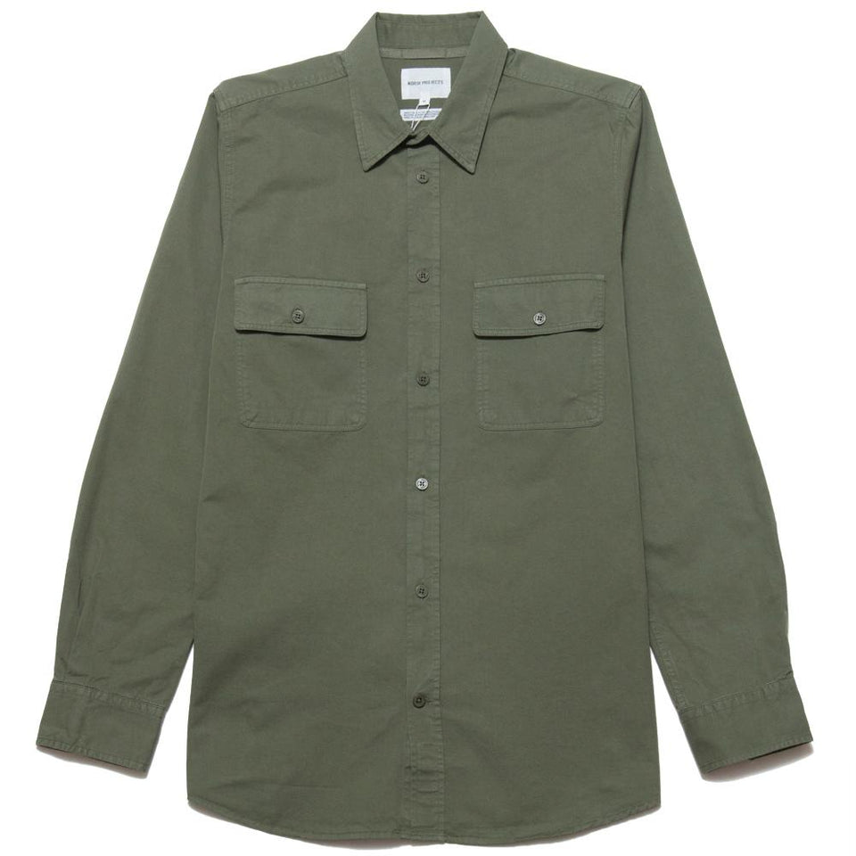 Norse Projects Villads Light Twill Dried Olive at shoplostfound, front