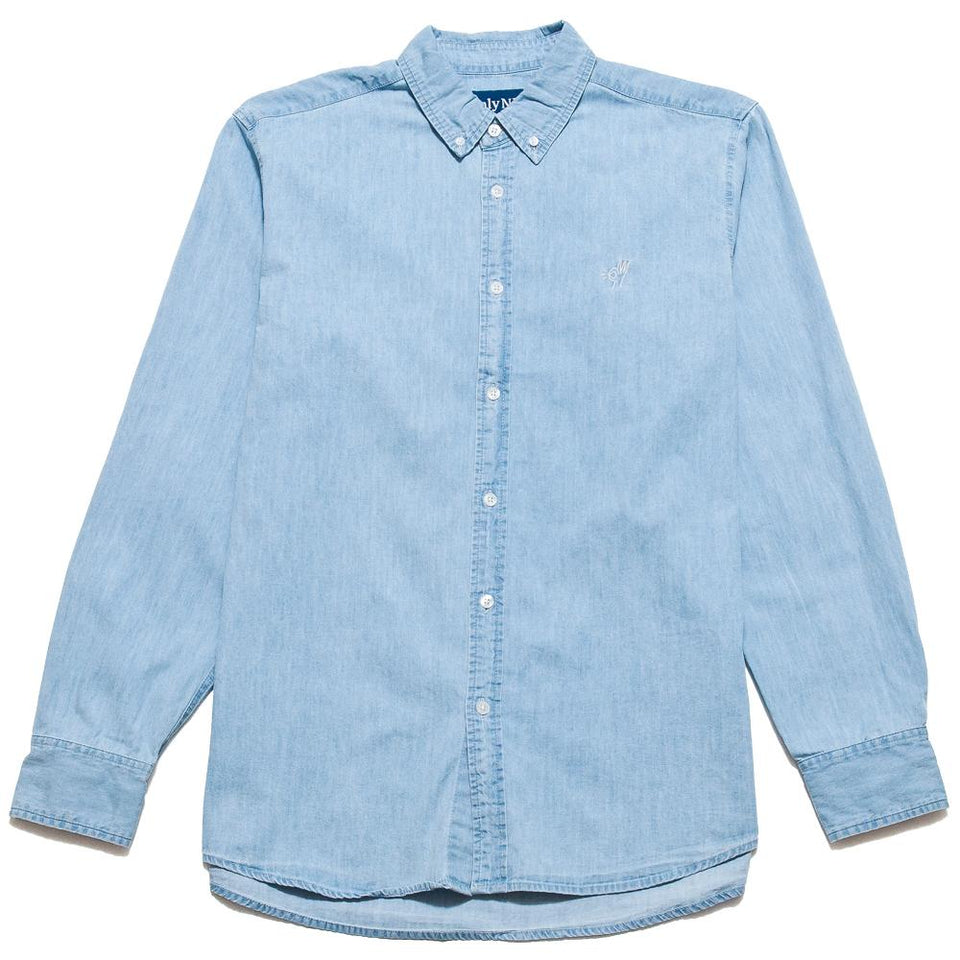 Only NY OK Cotton Twill Shirt Washed Denim at shoplostfound, front