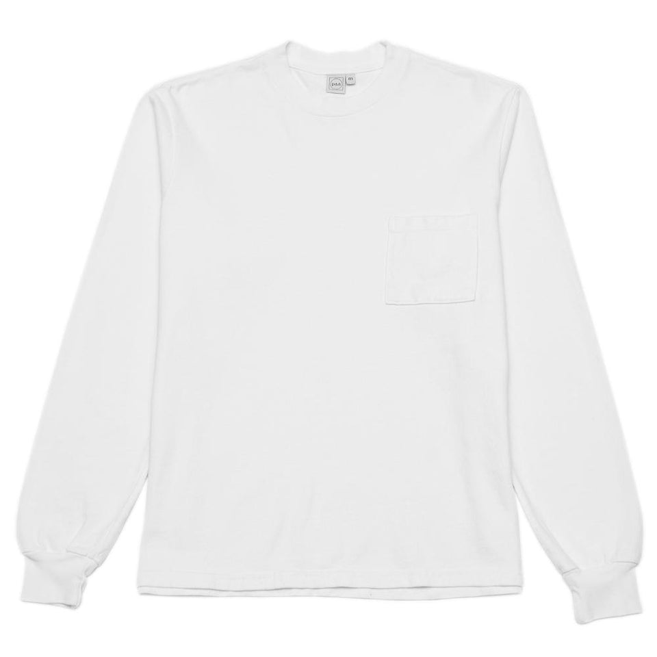 PAA Long Sleeve Pocket Tee White at shoplostfound, front