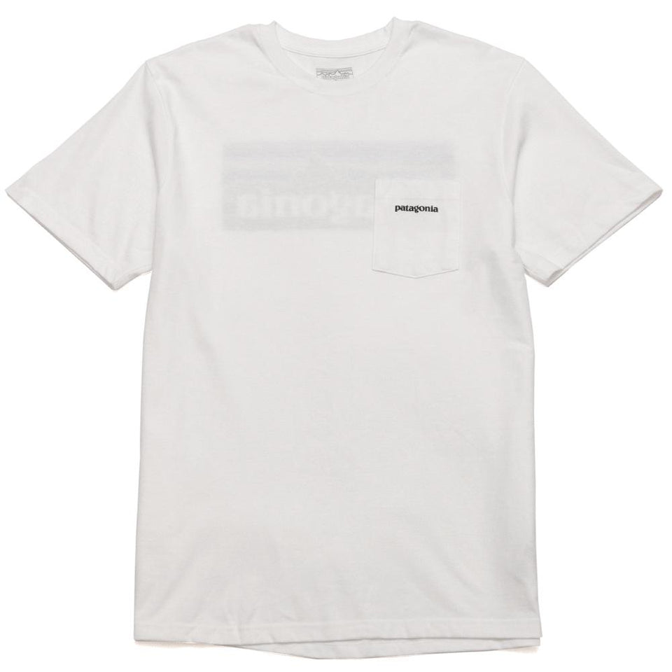 Patagonia P-6 Logo Organic Pocket T-Shirt White at shoplostfound, front