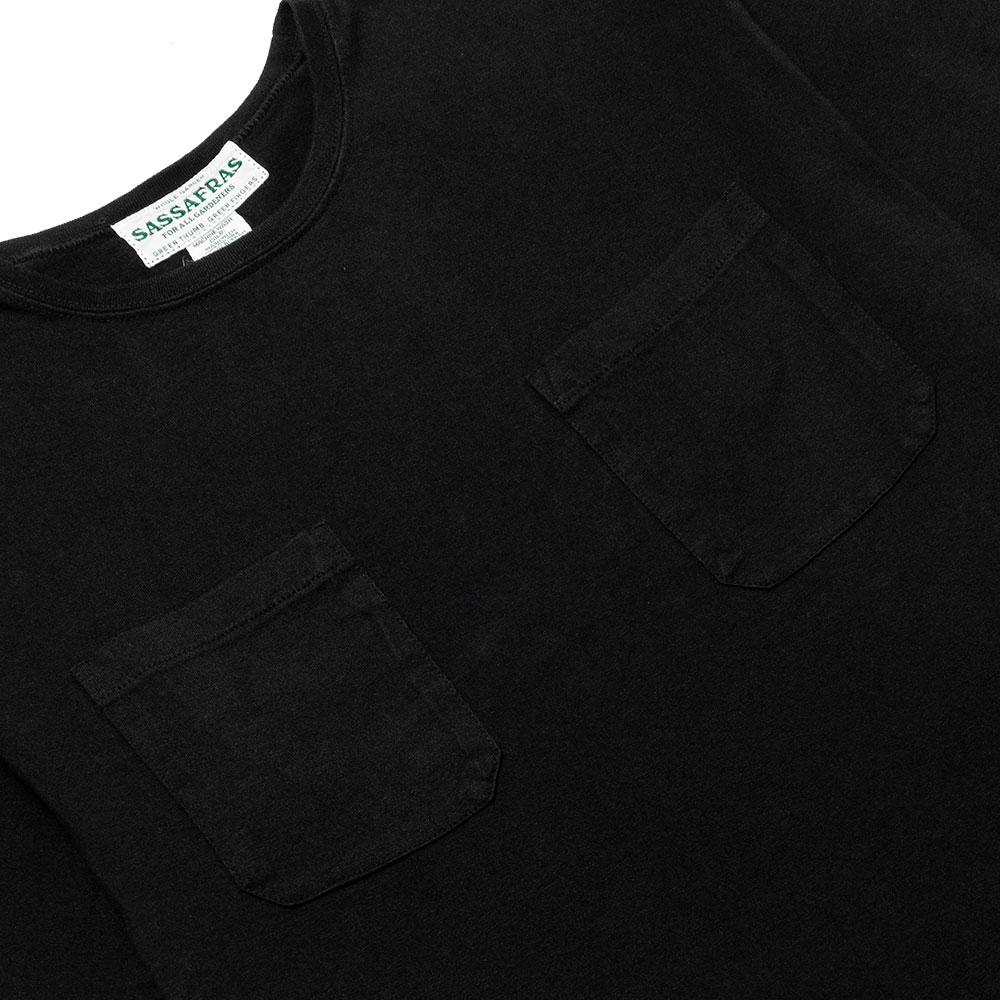 Sassafras Chop Corner D Pocket Shirt Black at shoplostfound, pocket