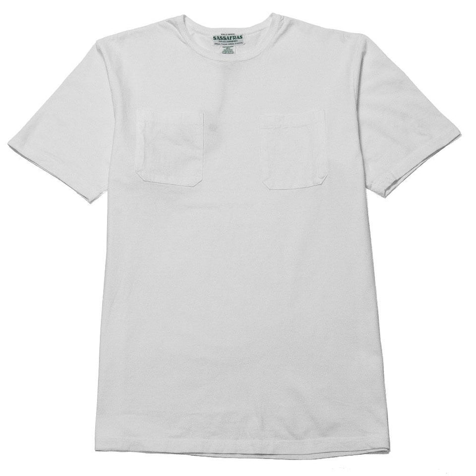 Sassafras Chop Corner D Pocket Shirt White at shoplostfound, front