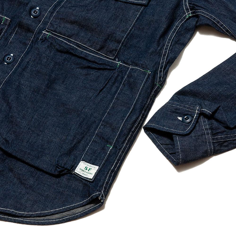 Sassafras Digs Crew Half Shirt 8oz Indigo Denim at shoplostfound, cuff