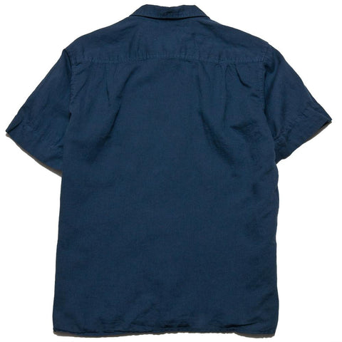 Save Khaki United S/S Cotton Linen Camp Shirt Blue at shoplostfound, front