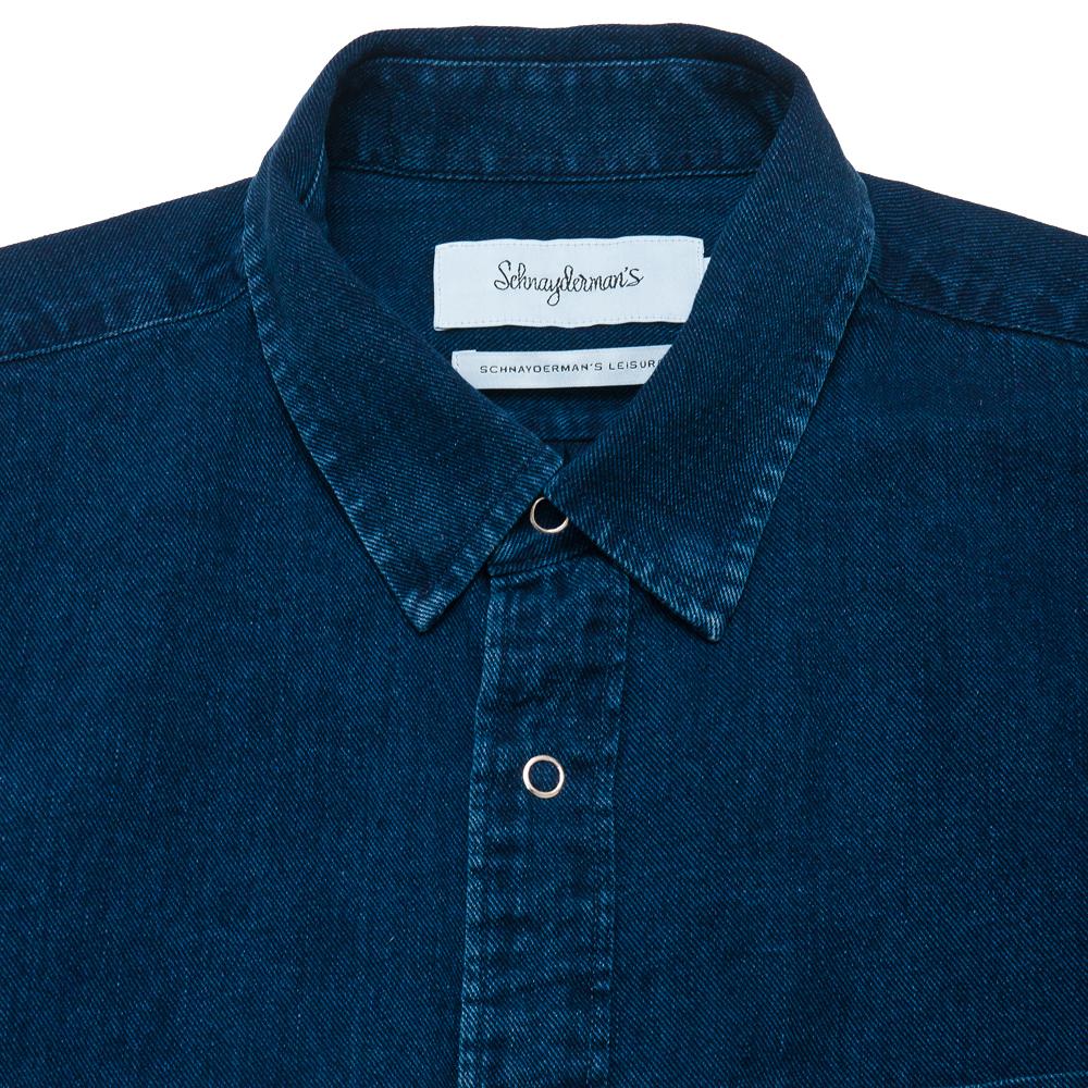 Schnayderman's Leisure Denim One Dark Blue at shoplostfound, neck