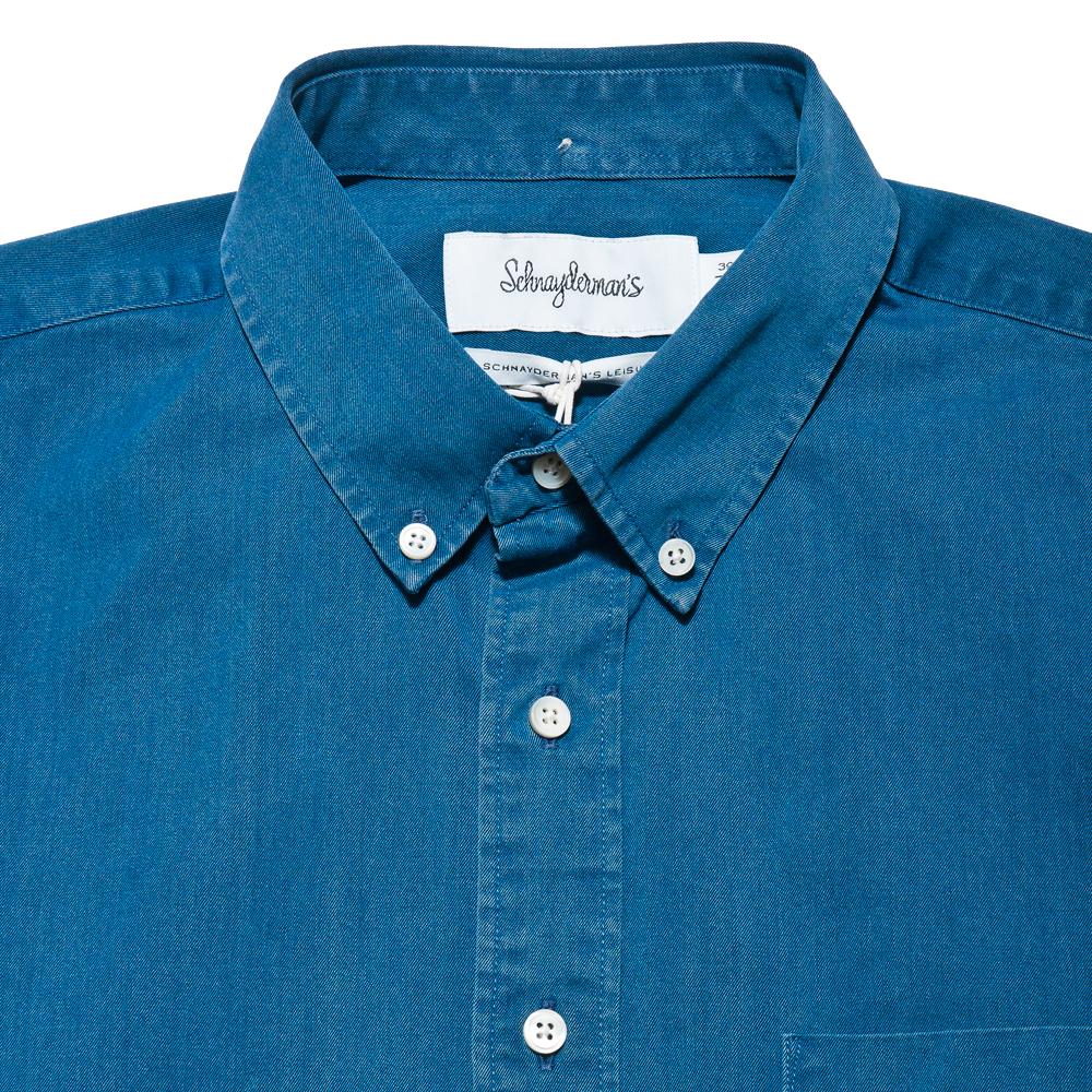 Schnayderman's Leisure Indigo Jeans Mid Blue at shoplostfound, neck