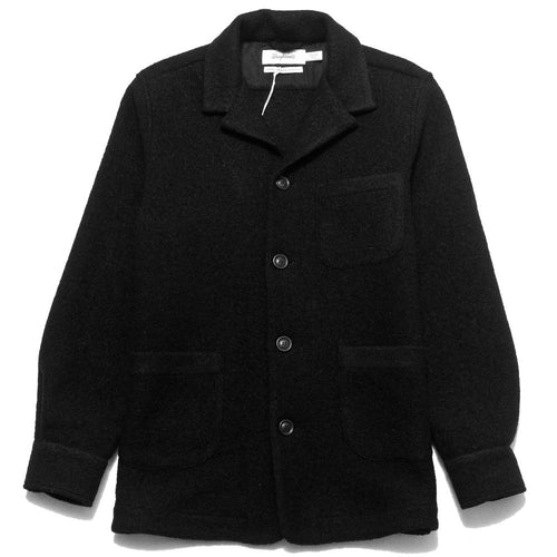 Schnayderman's Overshirt Notch Wool Crepe Black at shoplostfound, front