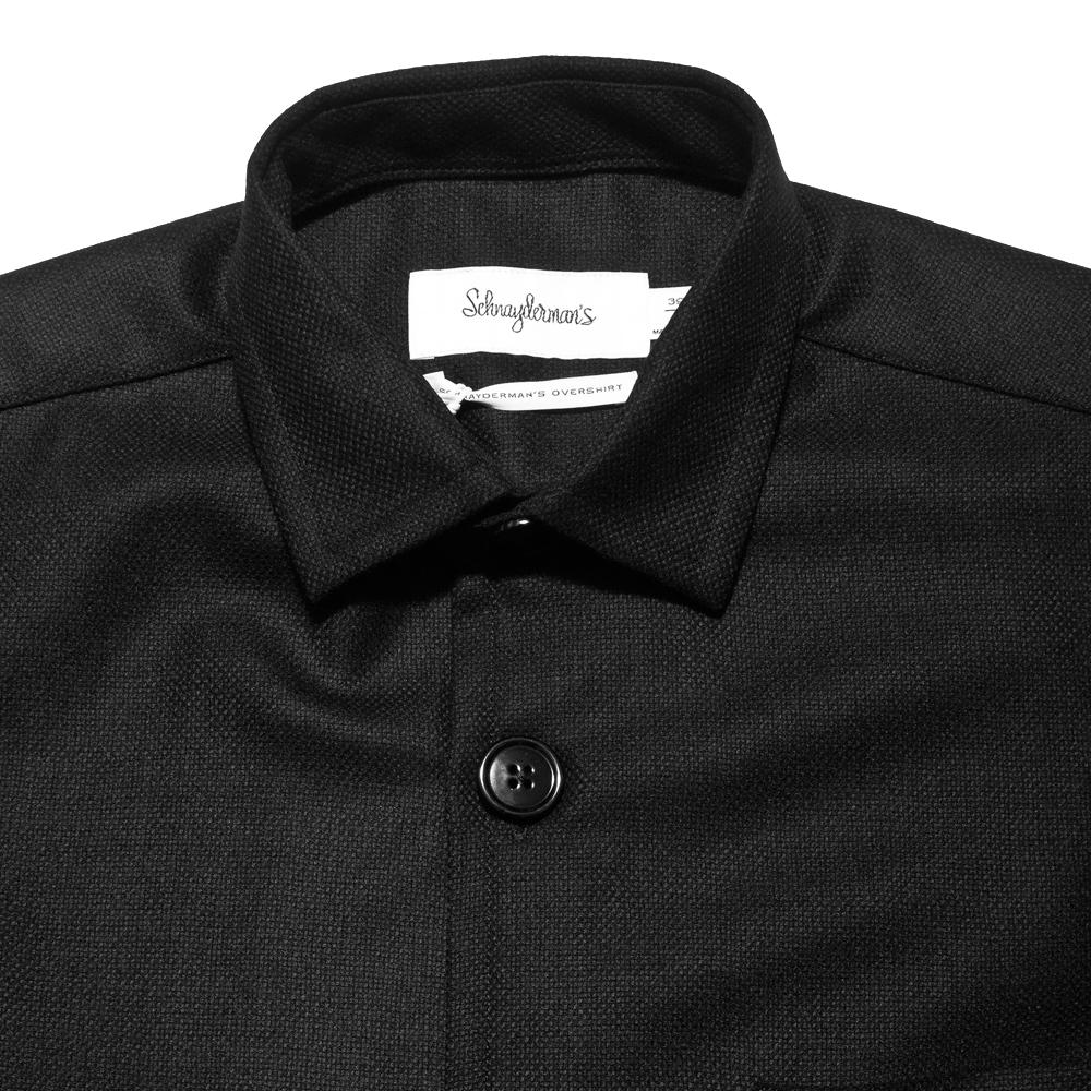 Schnayderman's Overshirt Virgin Wool Black at shoplostfound, neck