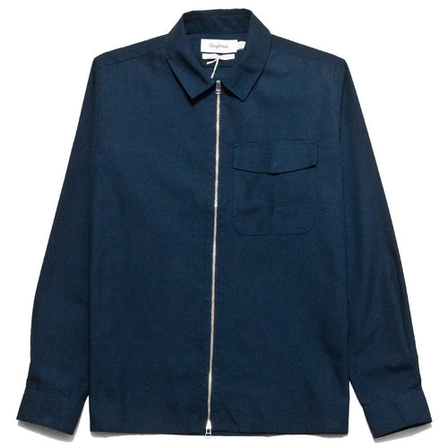 Schnayderman's Zip Shirt Tech Twill Navy at shoplostfound, front