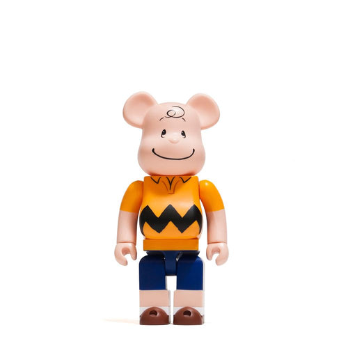 Medicom Toy x Charlie Brown Yellow Tee 400% Bearbrick at shoplostfound, front