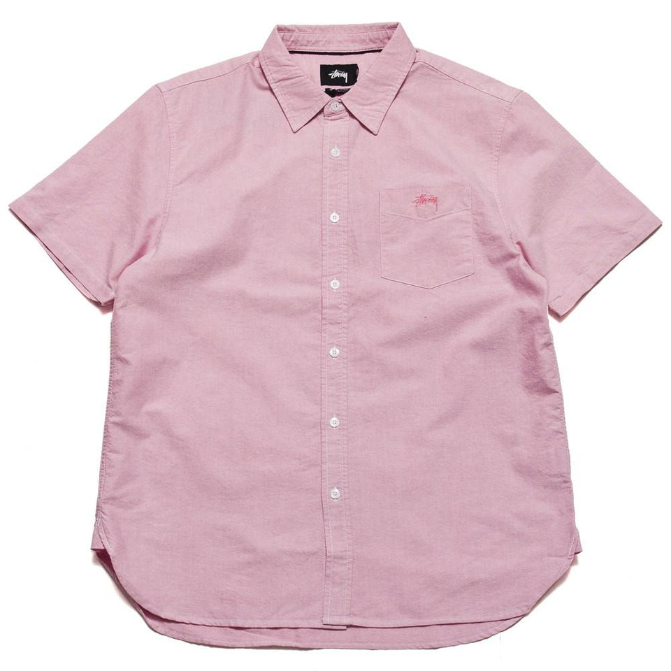 Stussy Classic Oxford Short Sleeve Shirt Pink at shoplostfound, front