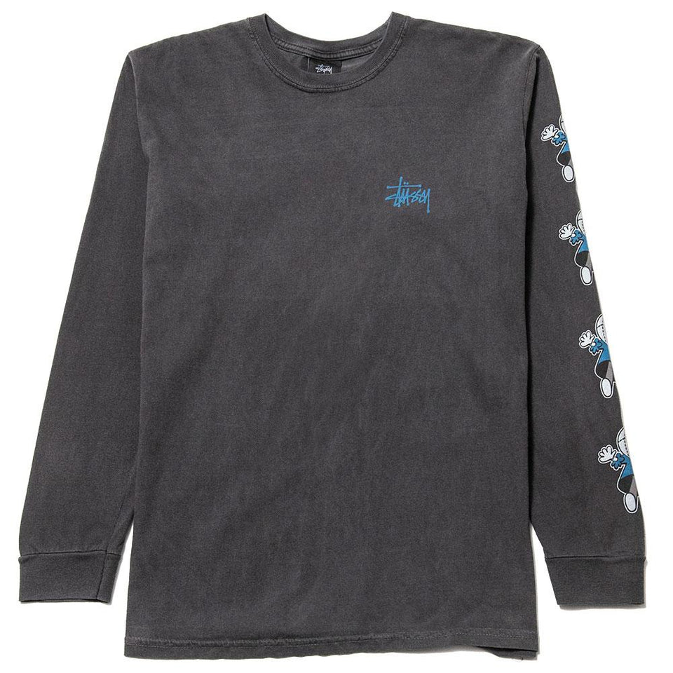 Stüssy Dolls Pigment Dyed Long Sleeve Black at shoplostfound, front