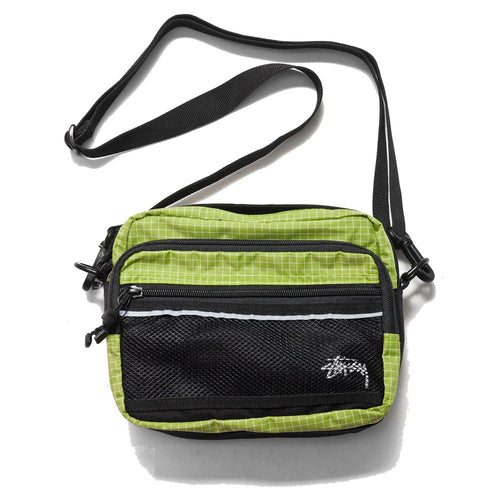 Stüssy Ripstop Nylon Shoulder Bag Lime at shoplostfound, front