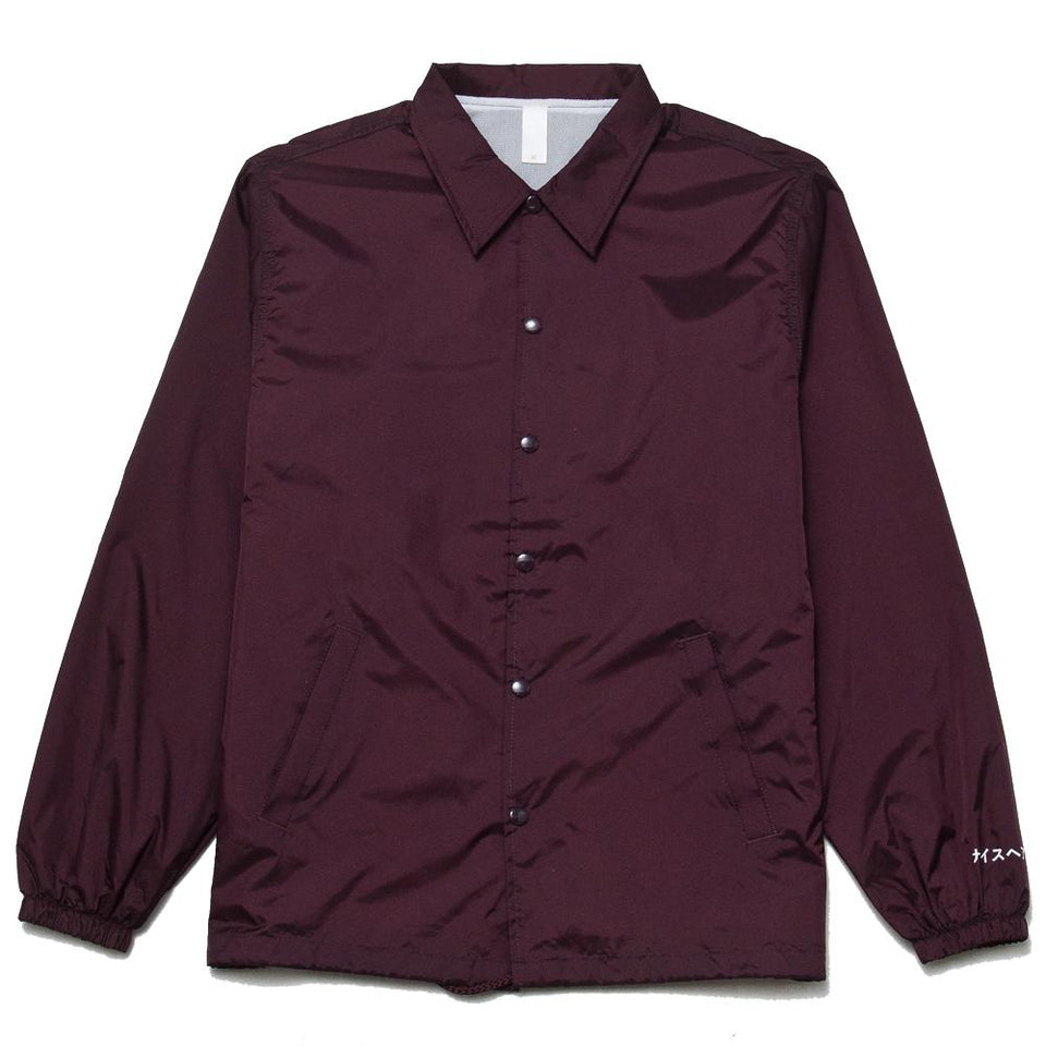 The Foreign Barber Grandpa Coach Jacket Maroon at shoplostfound, front