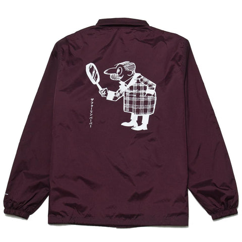 The Foreign Barber Grandpa Coach Jacket Maroon at shoplostfound, front
