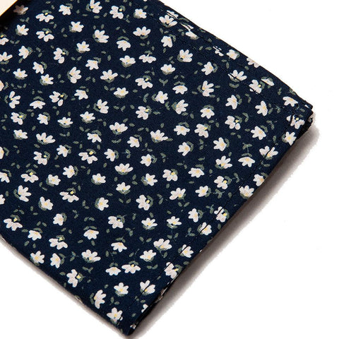 The Hill-Side Miniature Calico Print Pocket Square Navy at shoplostfound, front