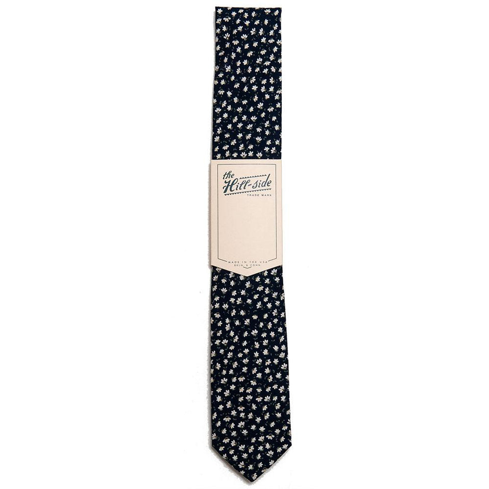 The Hill-Side Miniature Calico Print Tie Navy at shoplostfound, front