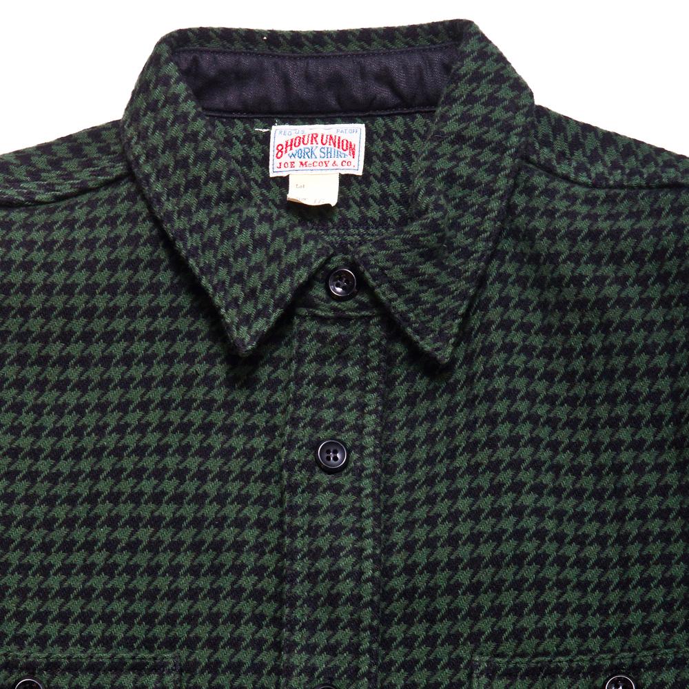 The Real McCoy's Houndstooth Shirt Green/Black at shoplostfound, neck