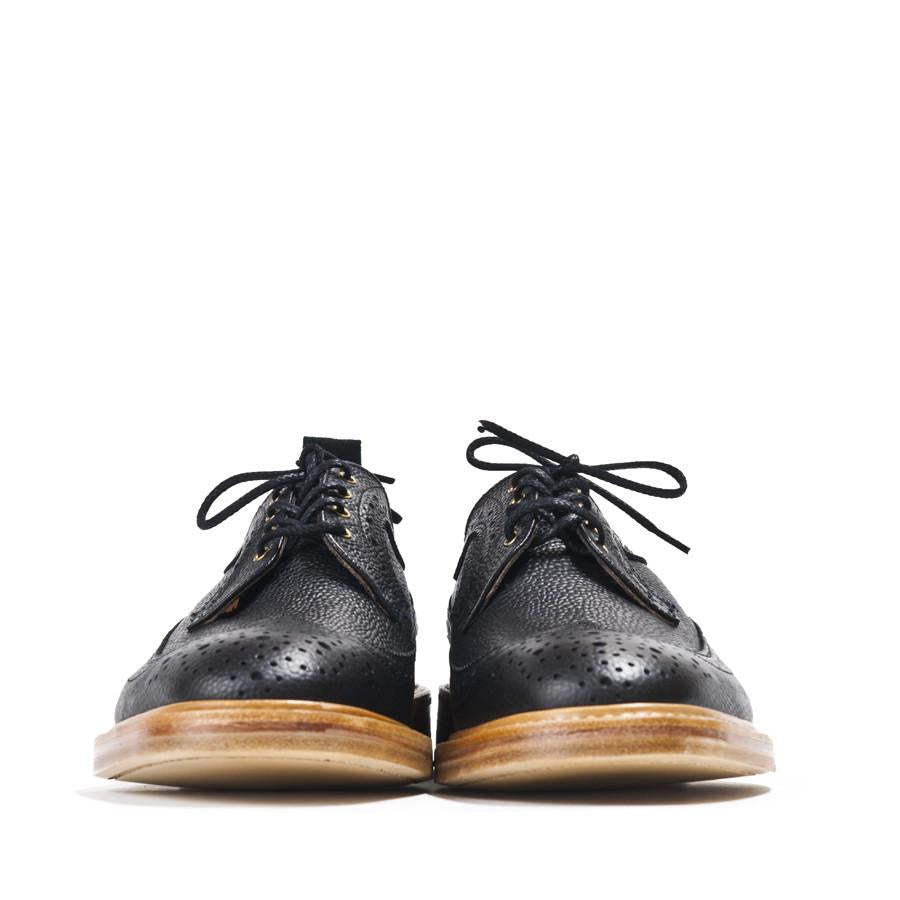 Tricker's * lost & found Richard Longwing All Over Black Scotch Grain Double Leather Sole at shoplostfound in Toronto, front 