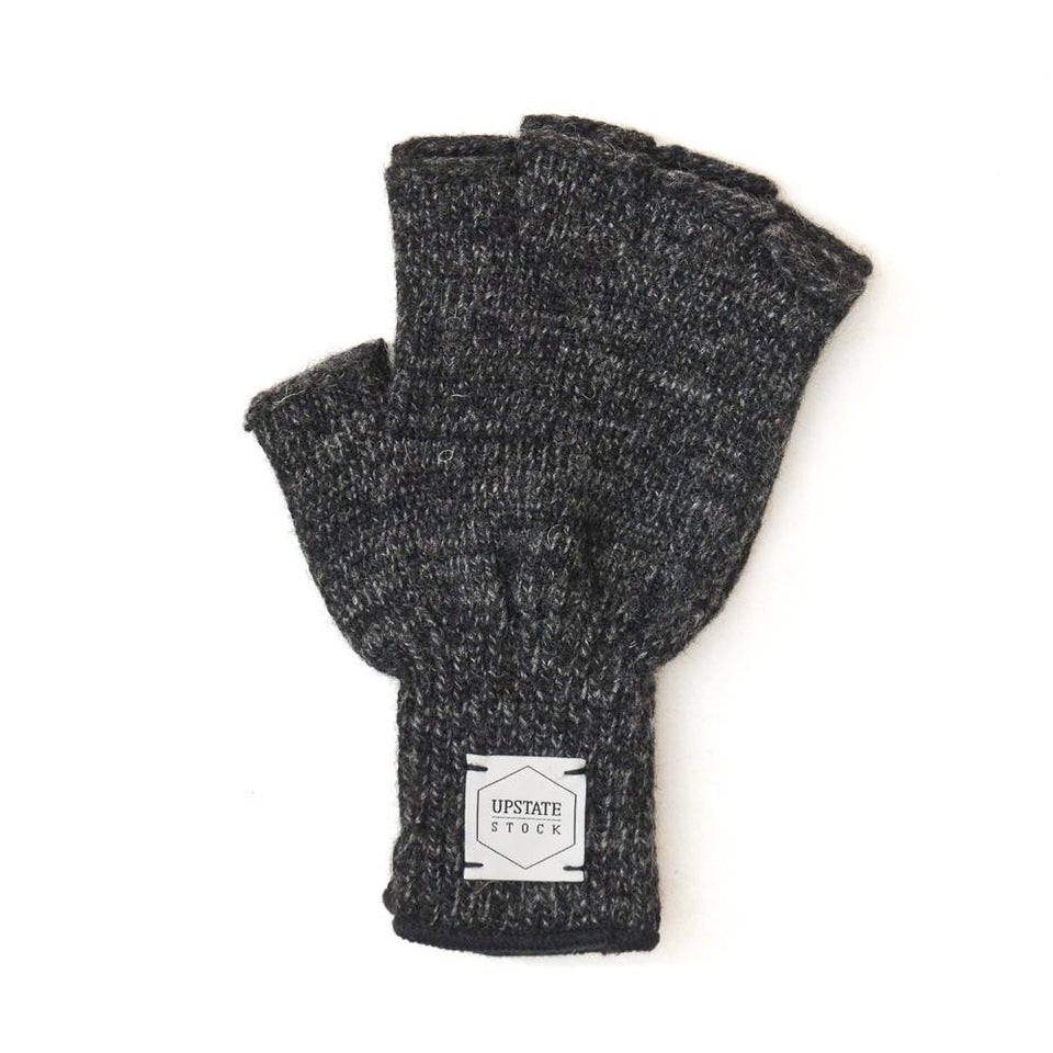 Upstate Stock Ragg Wool Fingerless Gloves In Black Melange