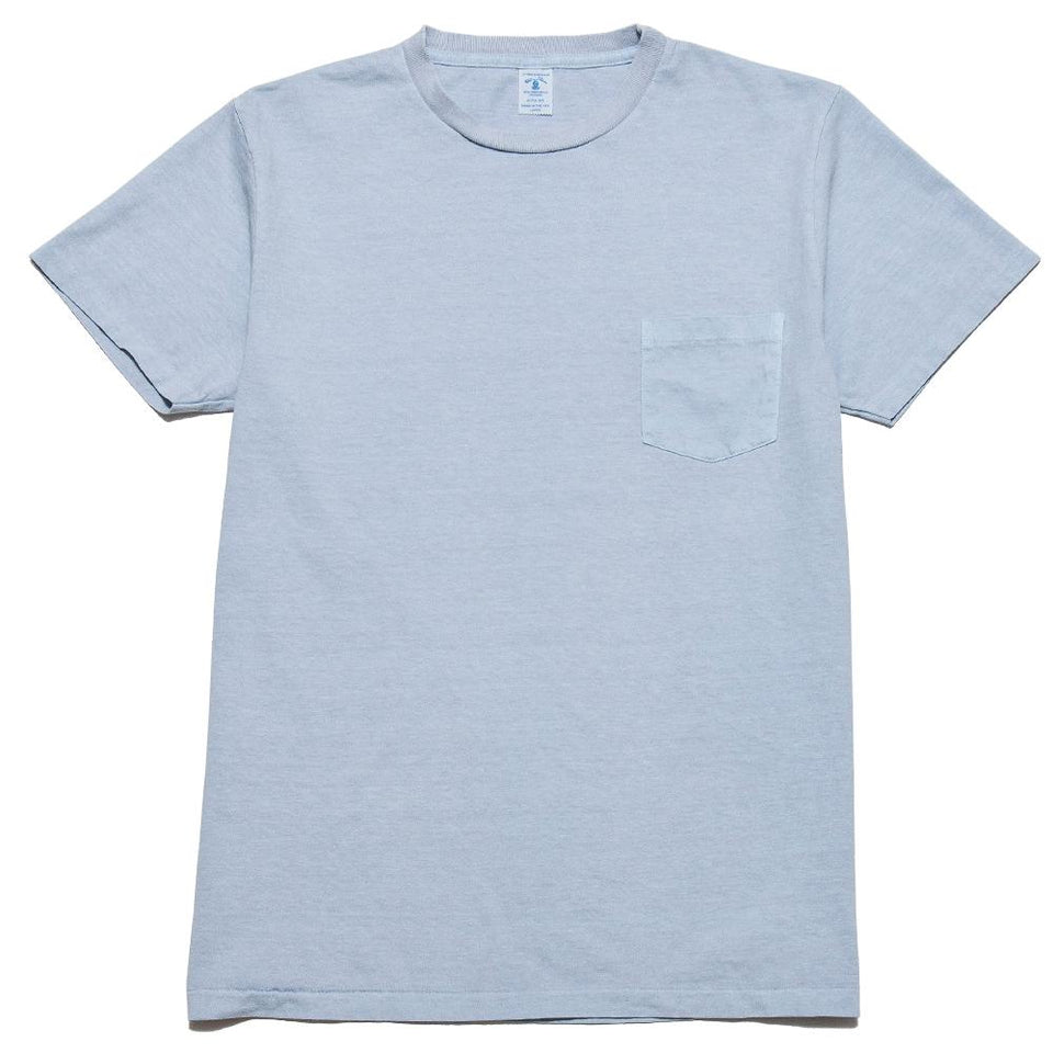 Velva Sheen Crew Neck Dyed Pocket T-Shirt Blue Grey at shoplostfound, front