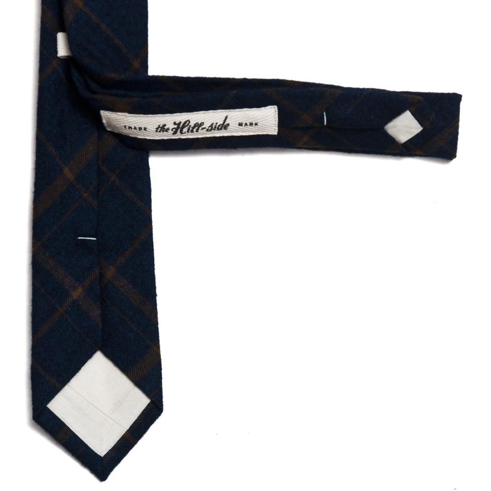 The Hill-side PT1-378 - Standard Pointed Tie Flannel Check Indigo/Brown