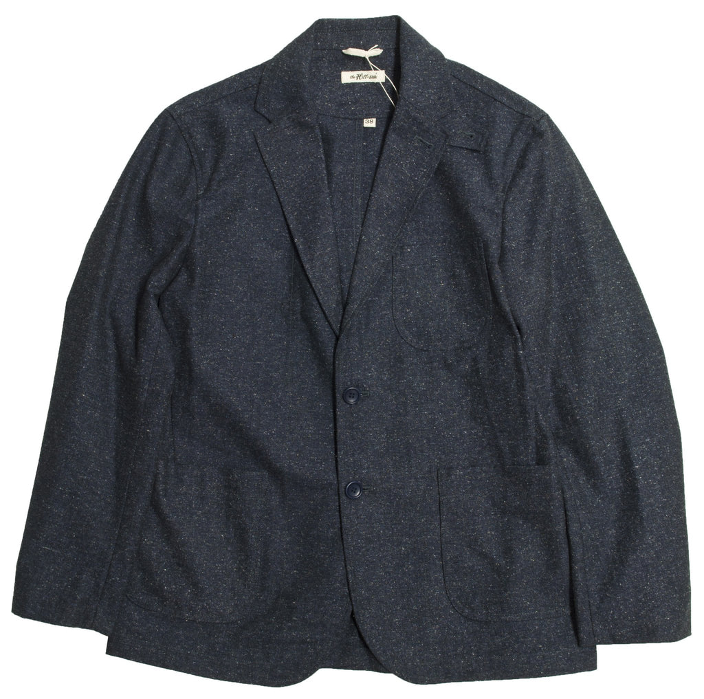 The Hill-side JK1-189 - Cotton Herringbone Tweed Tailored Jacket, Navy