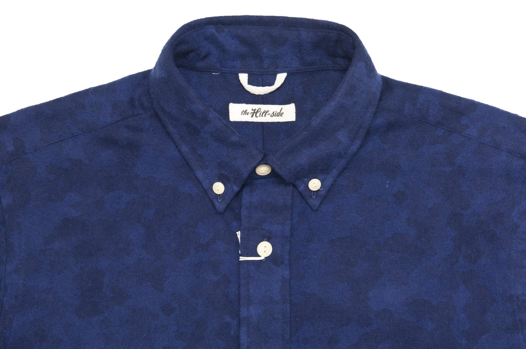 The Hill-side SH1-206 - Brushed Jacquard Camouflage Button Down Shirt Navy