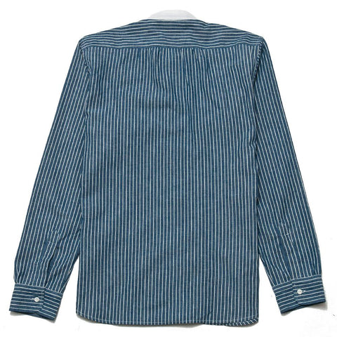 The Real McCoy's Double Diamond Stripe Chambray Band Collar MS18003 at shoplostfound, front