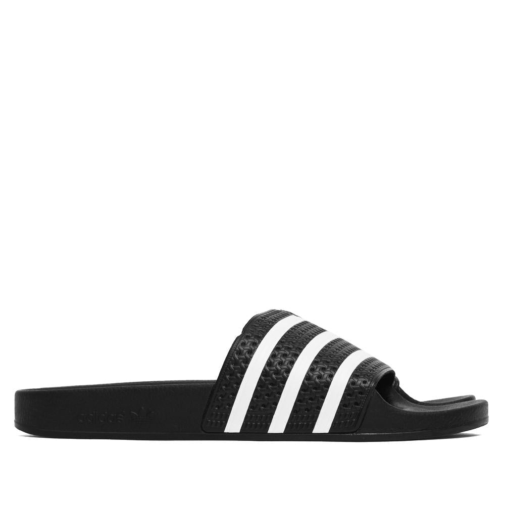 Adidas Originals Adilette Slides Black/White at shoplostfound, side