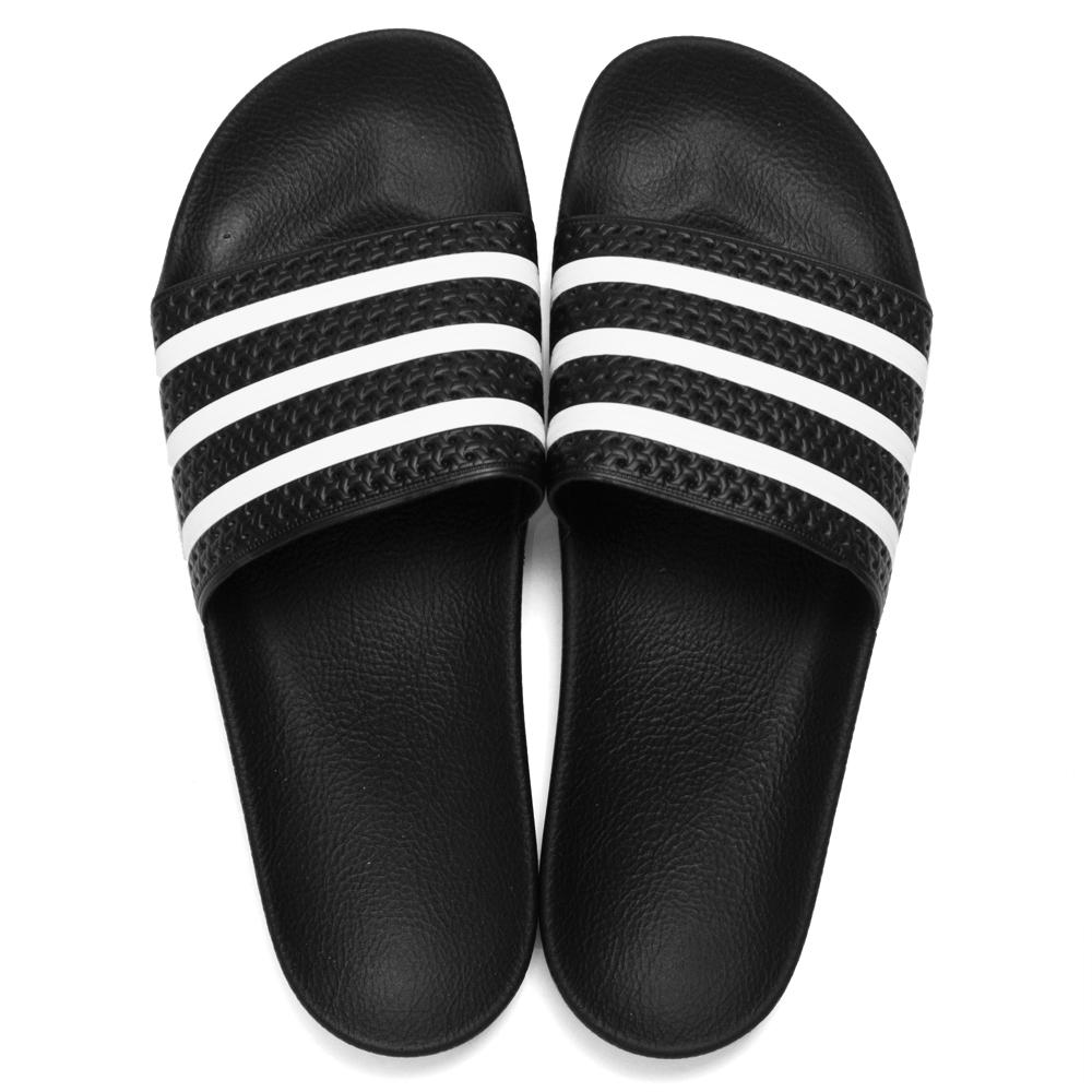 Adidas Originals Adilette Slides Black/White at shoplostfound, top