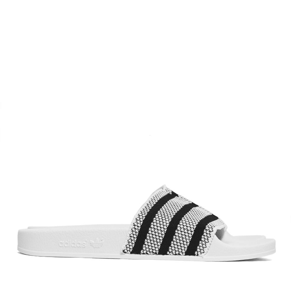 Adidas Originals Adilette Slides Knit White/Black at shoplostfound, side