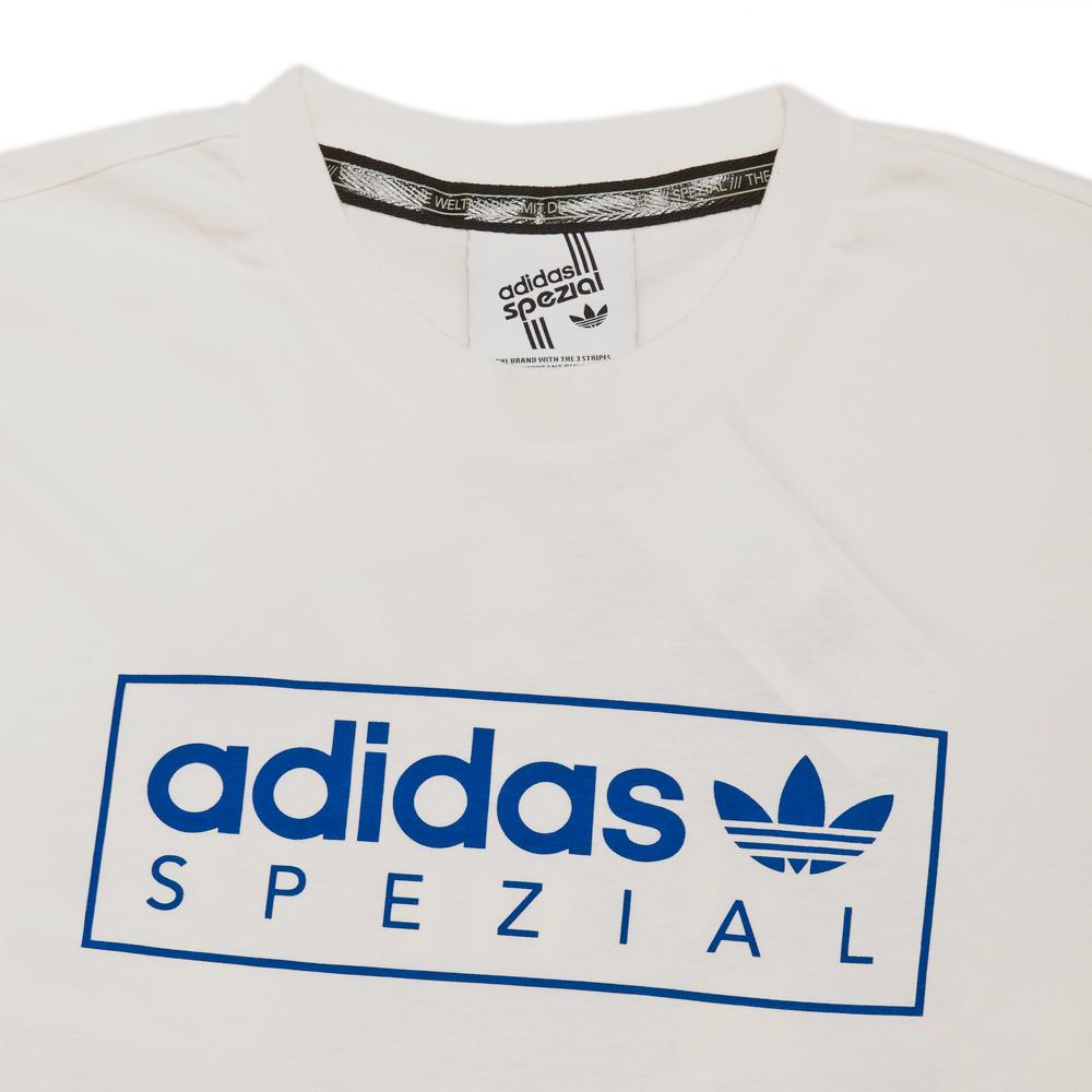 Adidas Originals Long Sleeve Graphic Tee SPZL Off White at shoplostfound, neck