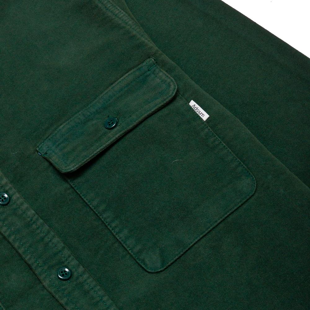 Adsum Italian Moleskin Workshirt Green at shoplostfound, pocket