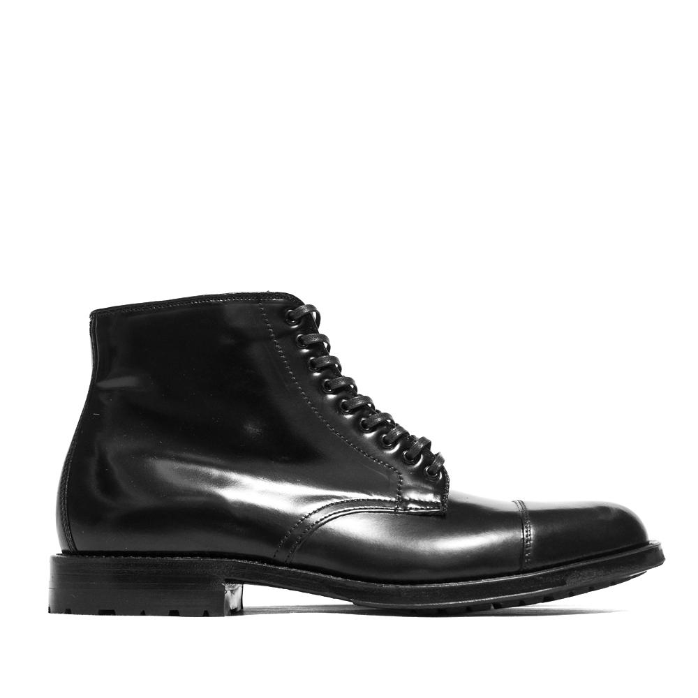 Alden Black Cordovan Trapper Straight Tip Boot With Commando Sole at shoplostfound, side