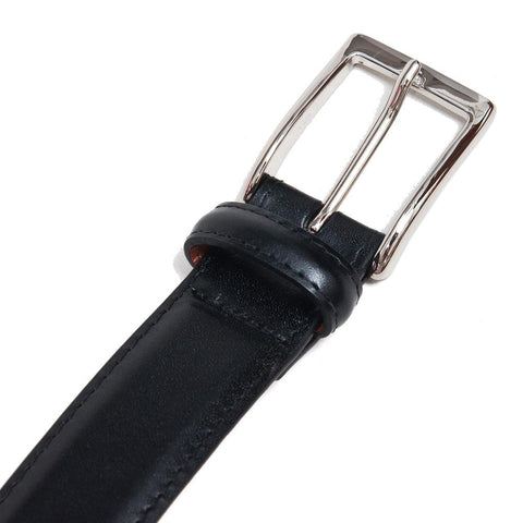 Alden Calf Leather Belt Black at shoplostfound, front