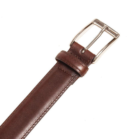 Alden Calf Leather Belt Dark Brown at shoplostfound, front