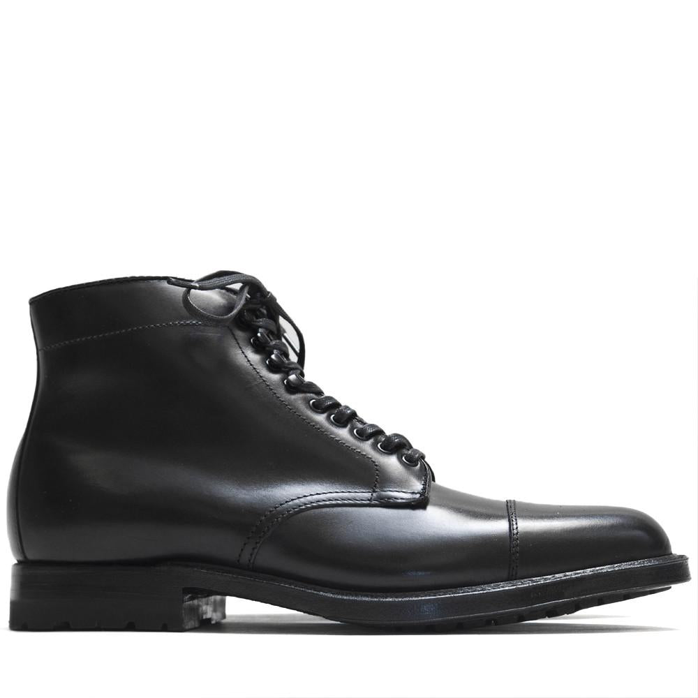 Alden Black Trapper Straight Tip Boot With Commando Sole at shoplostfound in Toronto, profile