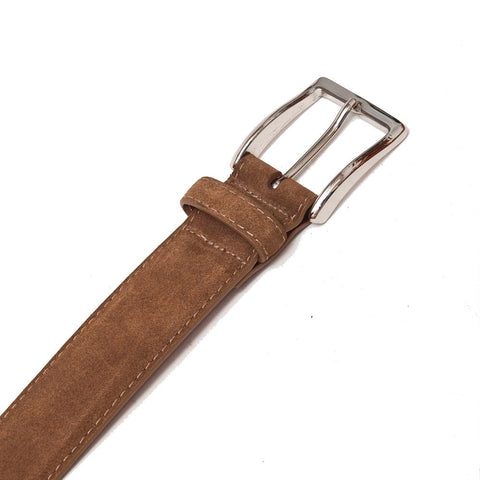 Alden Snuff Suede Belt Brown at shoplostfound, front