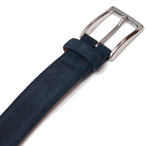Alden Snuff Suede Belt Navy at shoplostfound, front