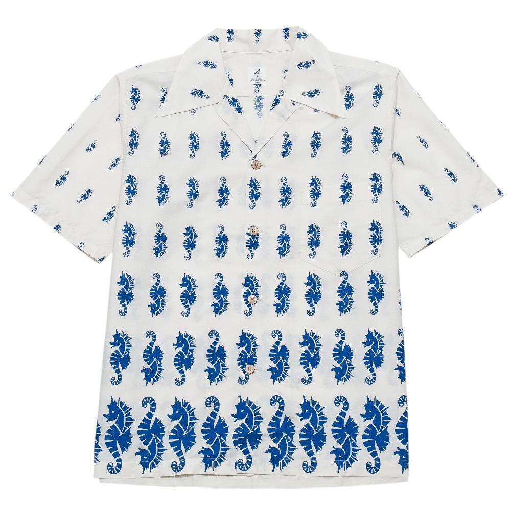 Anatomica Hawaiian Sea Horse Shirt White at shoplostfound, front