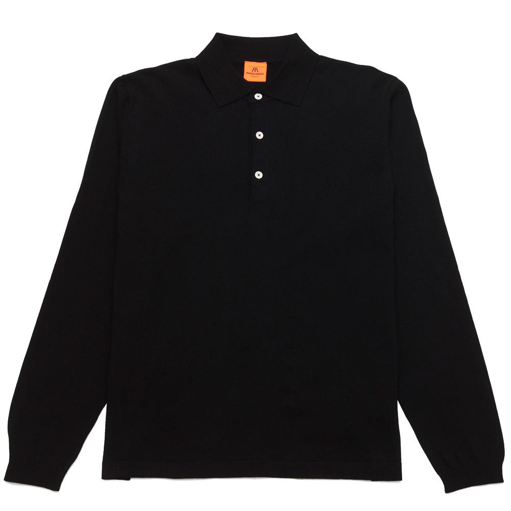 Andersen-Andersen Long Sleeve Polo Black at shoplostfound, front